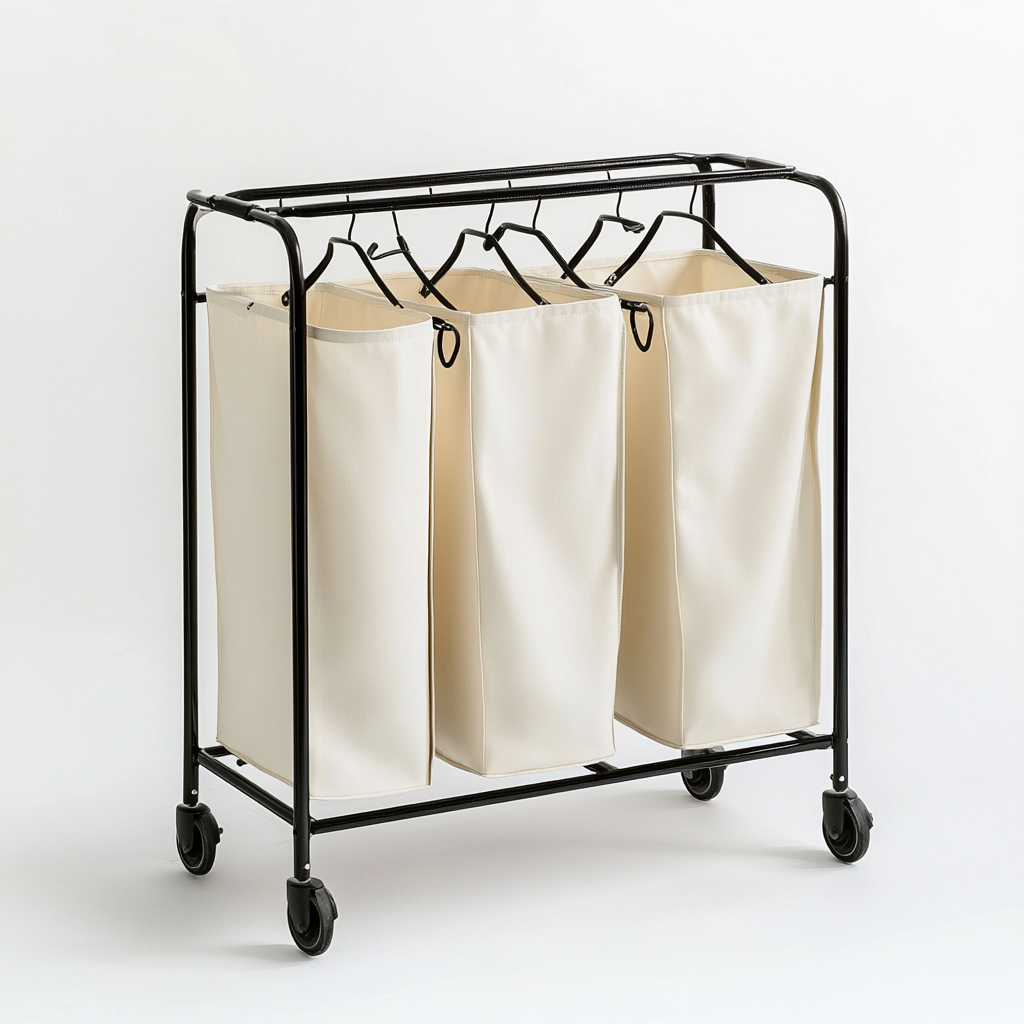 Hikrom Heavy-Duty 3-Bag Rolling Laundry Sorter