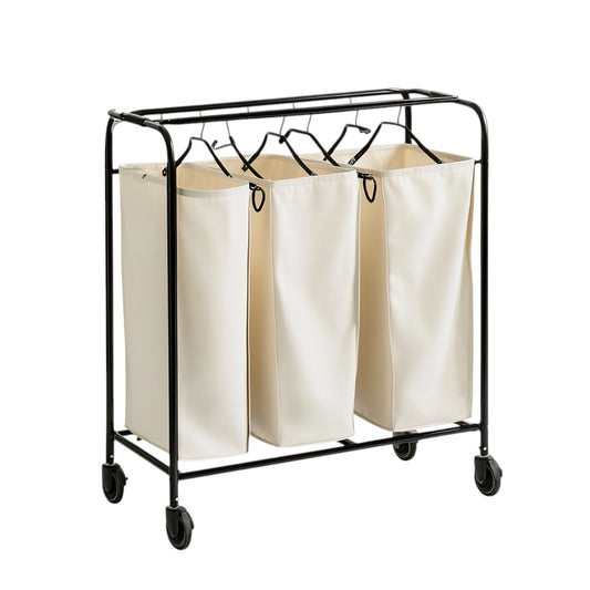 Hikrom Heavy-Duty 3-Bag Rolling Laundry Sorter