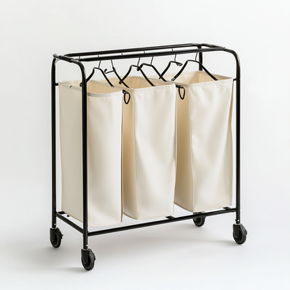 Hikrom Heavy-Duty 3-Bag Rolling Laundry Sorter